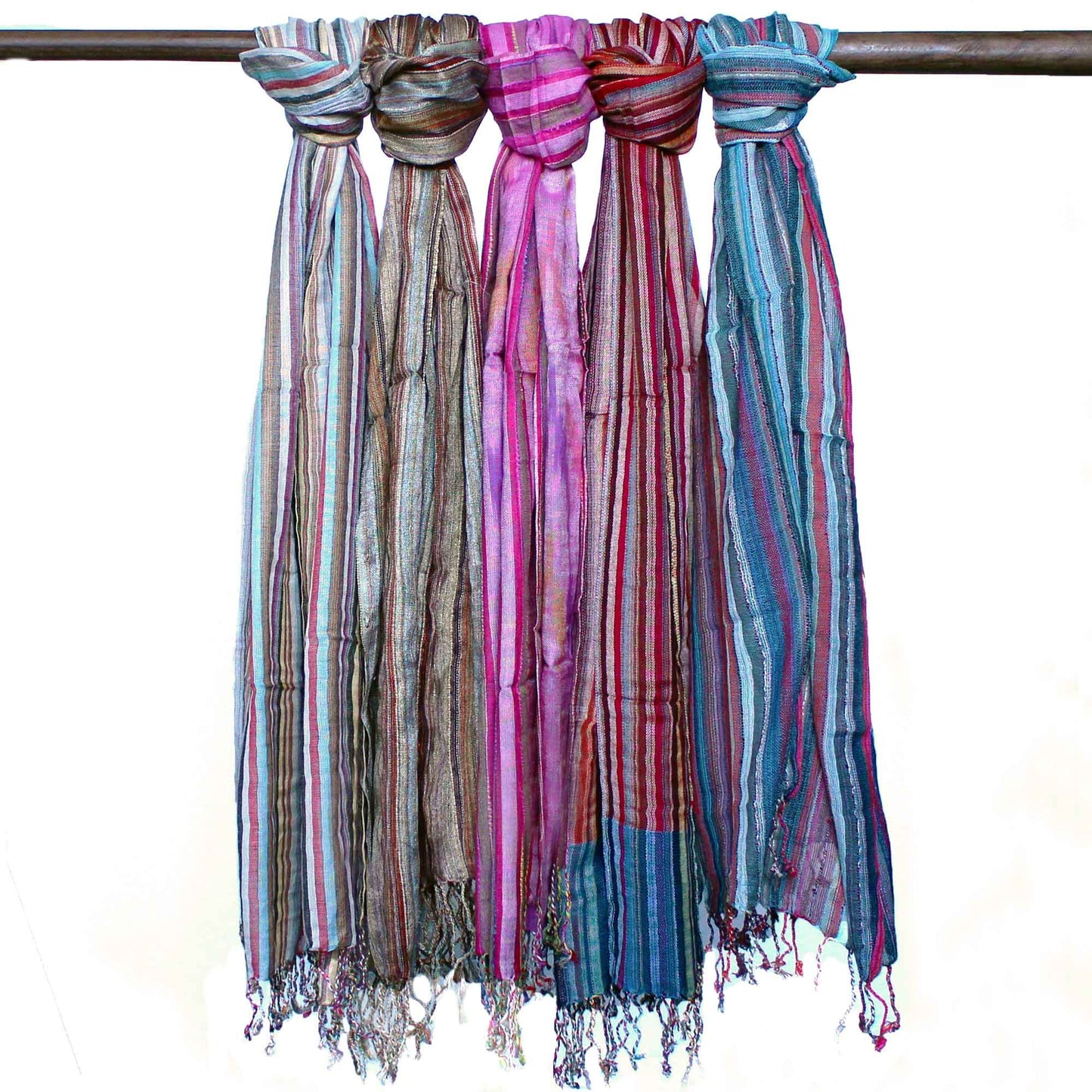 Indischer Boho-Schal in Blautönen – Großformat 56x183 cm aus Baumwolle