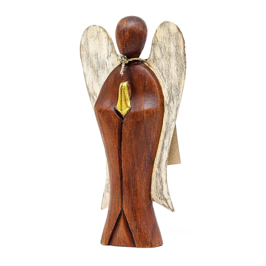 Hati-Hati Engel der Liebe – Handgeschnitzte Holzfigur aus Suarholz, 20 cm
