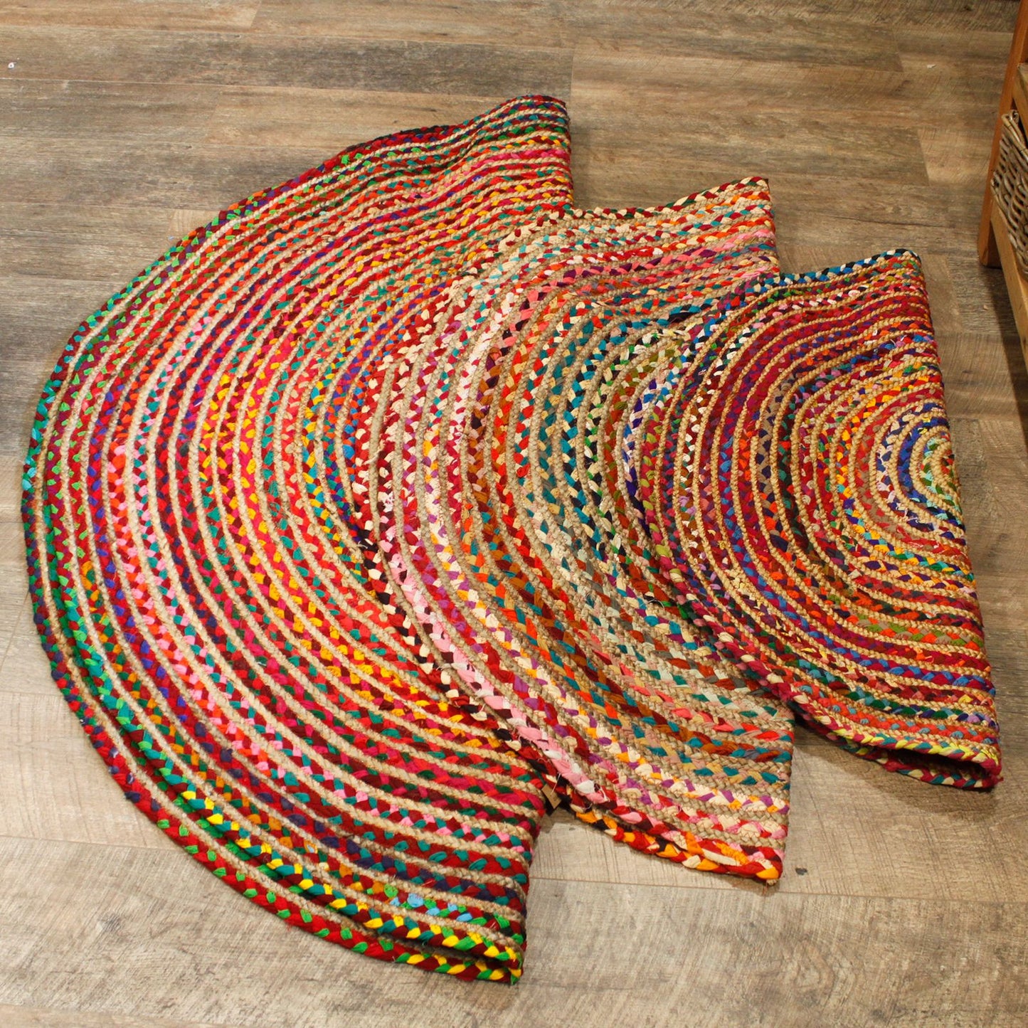 Runder Teppich aus Jute & recycelter Baumwolle, 120 cm - Naturfaser-Dekor