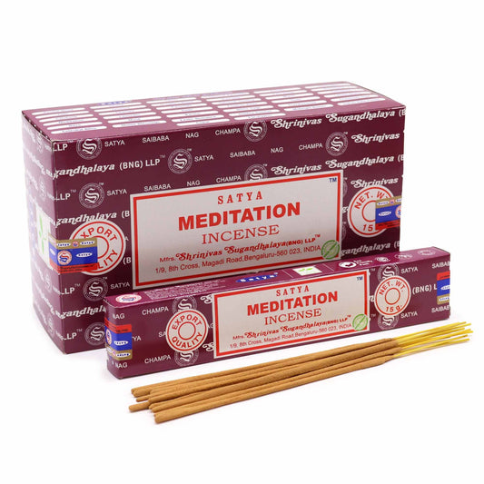 SATYA Meditation Räucherstäbchen - 15 Stück für innere Ruhe & Achtsamkeit