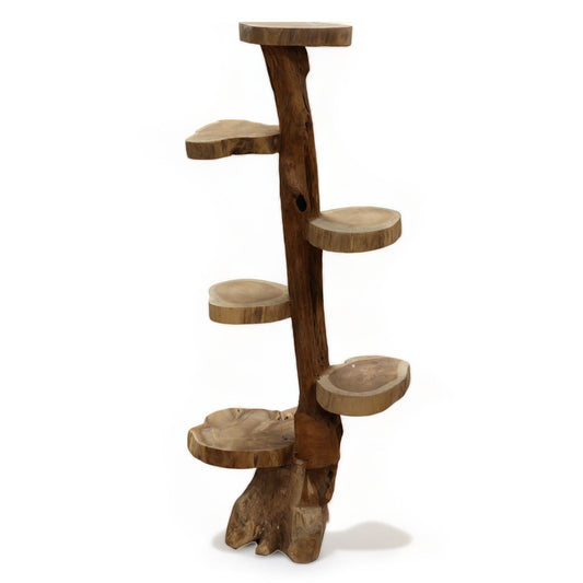 Massivholz-Regal aus Teak mit 6 Böden, 120 cm hoch