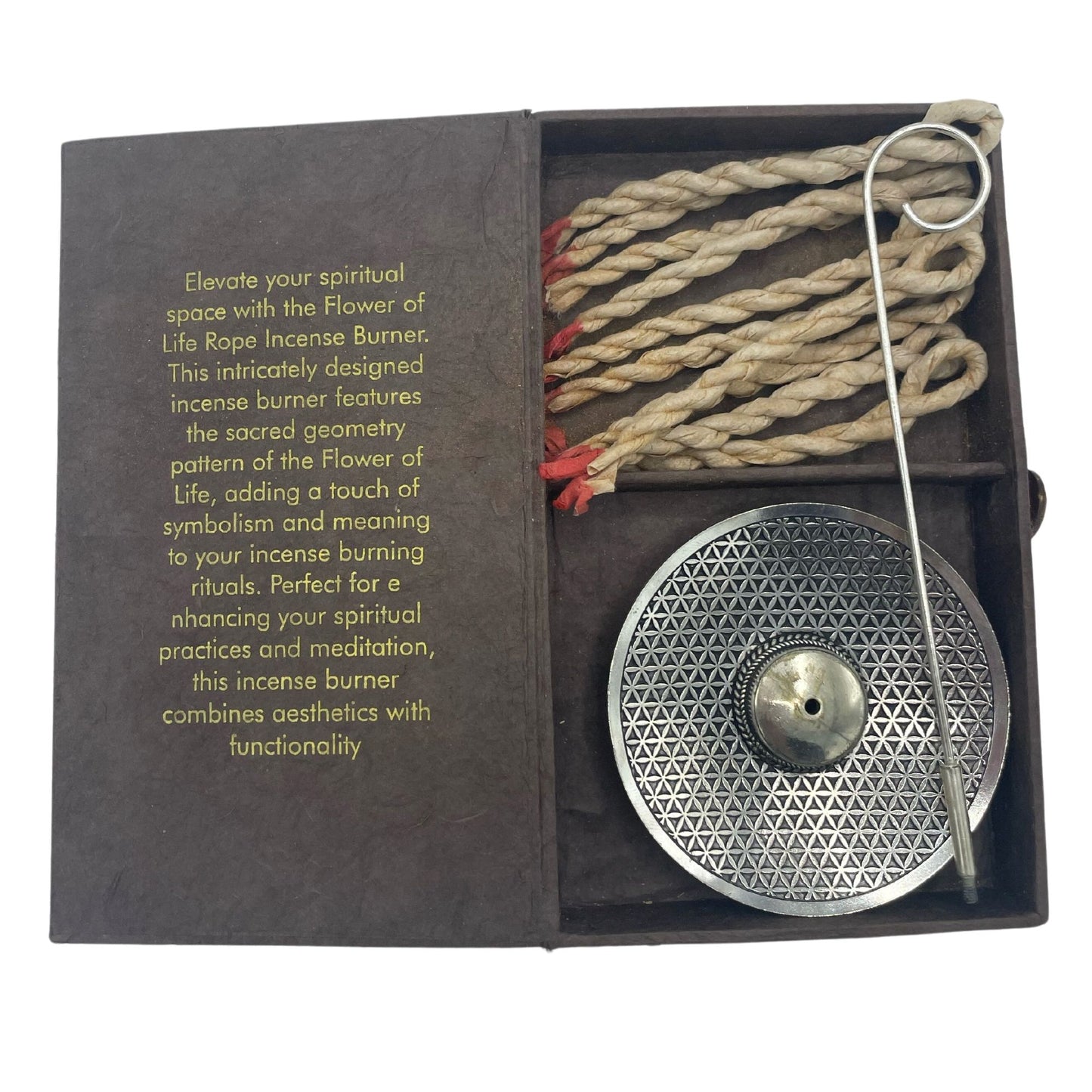 Räucherschnur-Set 'Blume des Lebens' mit Messinghalter – 10 Schnüre in Geschenkbox