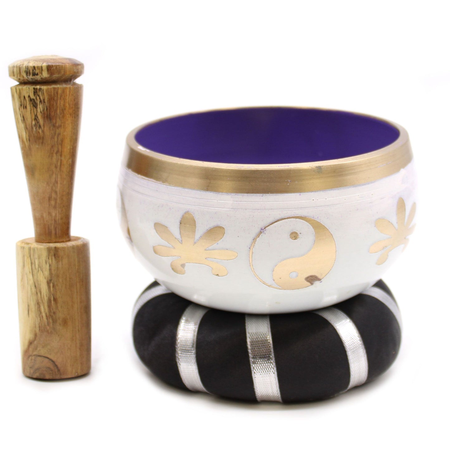 Klangschalen-Set Yin & Yang in Weiß und Violett, 10,7 cm
