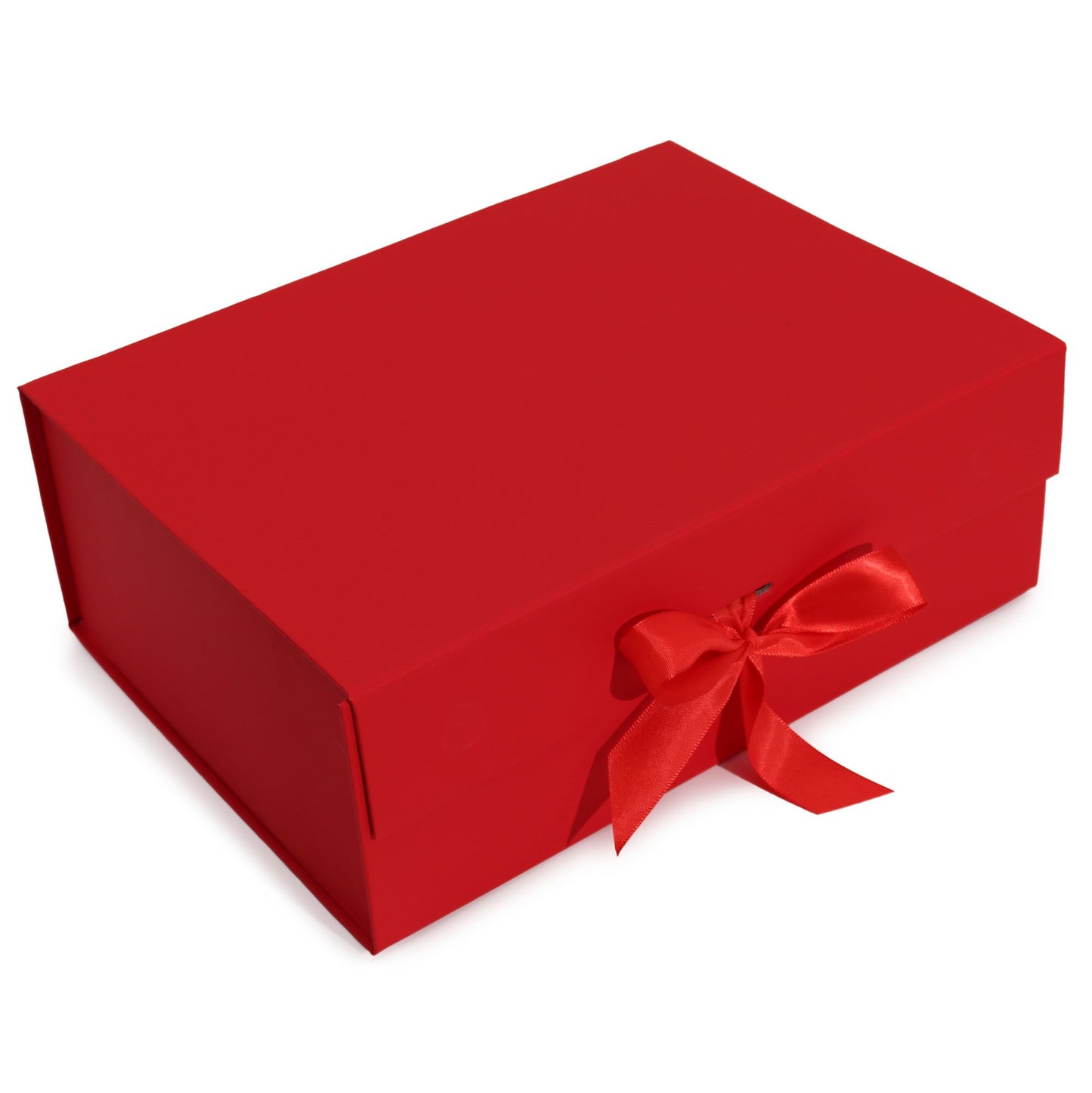 Faltbare XL-Geschenkbox in leuchtendem Rot mit edler Schleife