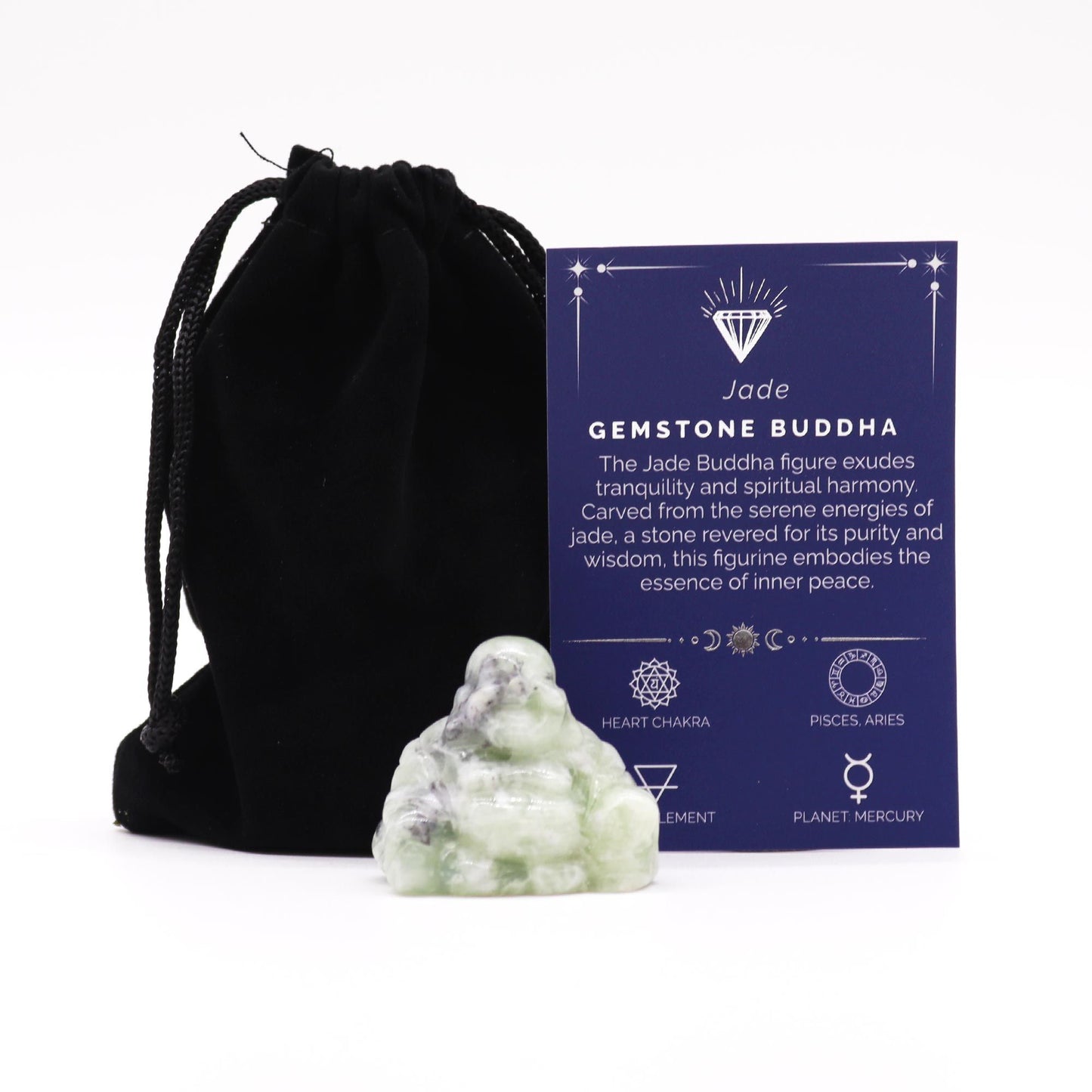 Handgeschnitzte Buddha-Figur aus Jade – 35 x 40 x 23 mm