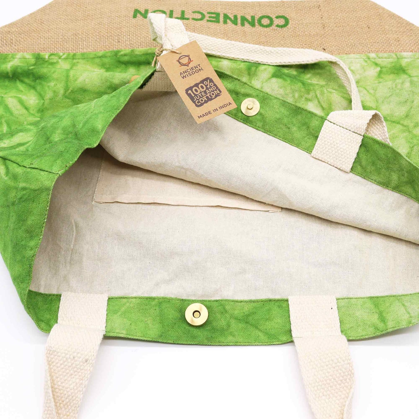 Naturstofftasche Lebensbaum Verbindung - Grün Stonewash