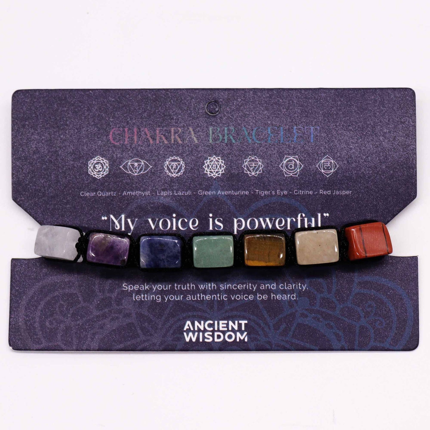 Chakra-Armband mit 7 natürlichen Edelsteinen – Verstellbar aus Baumwolle