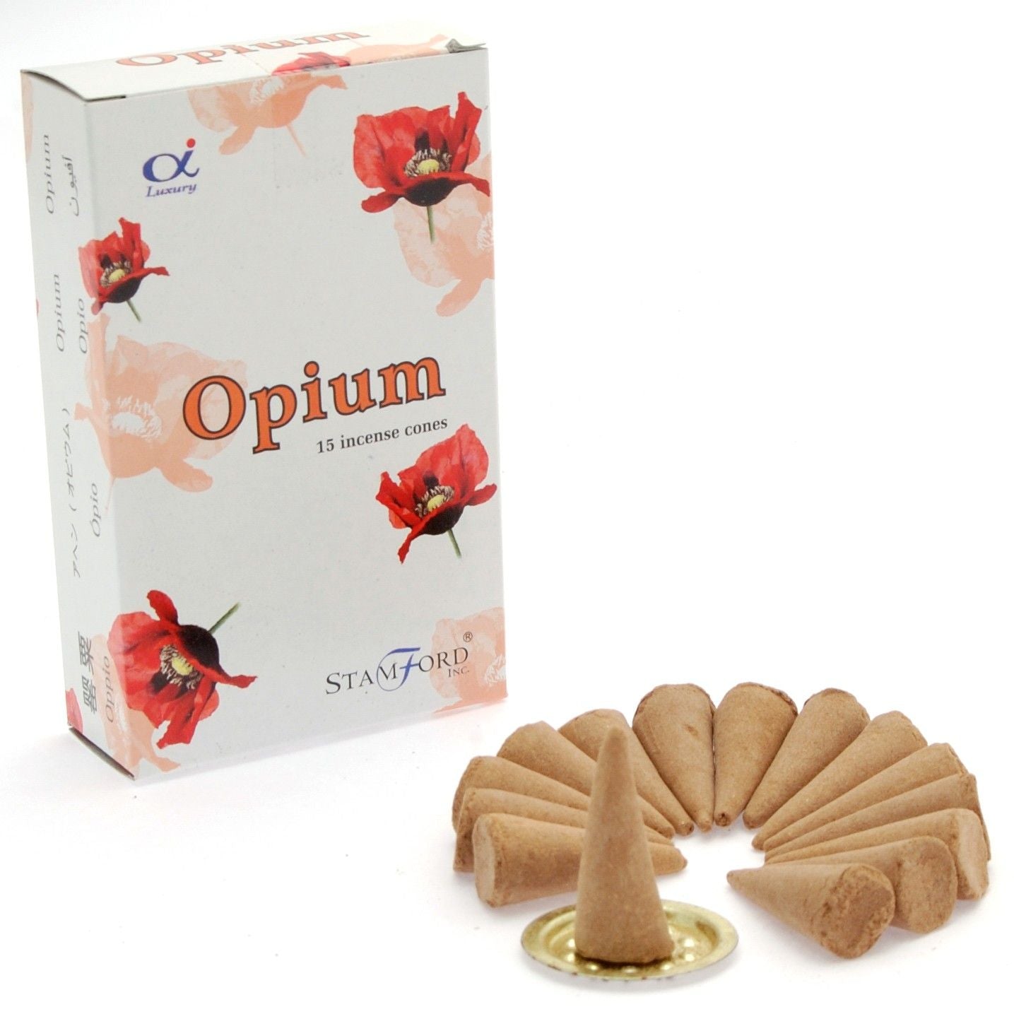 Opium Räucherkegel-Set – 15 Stück inkl. Metallhalter für langanhaltende Entspannung