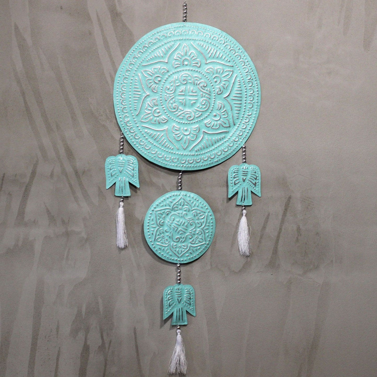 Bali Wandmobile 'Engel' – Handgefertigtes Aluminium mit Perlen in Pastell