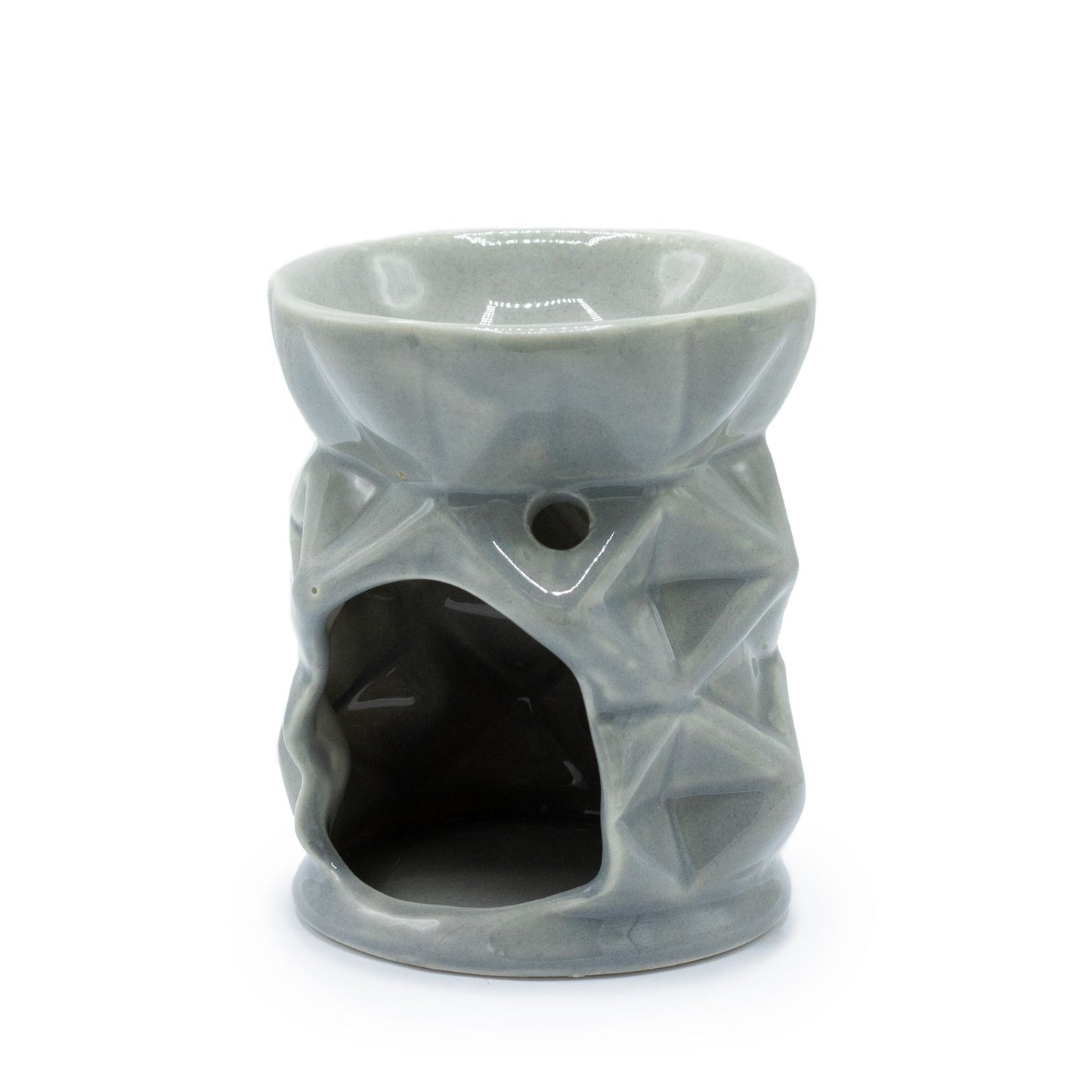 Keramik-Duftbrenner Grau mit geometrischem Design