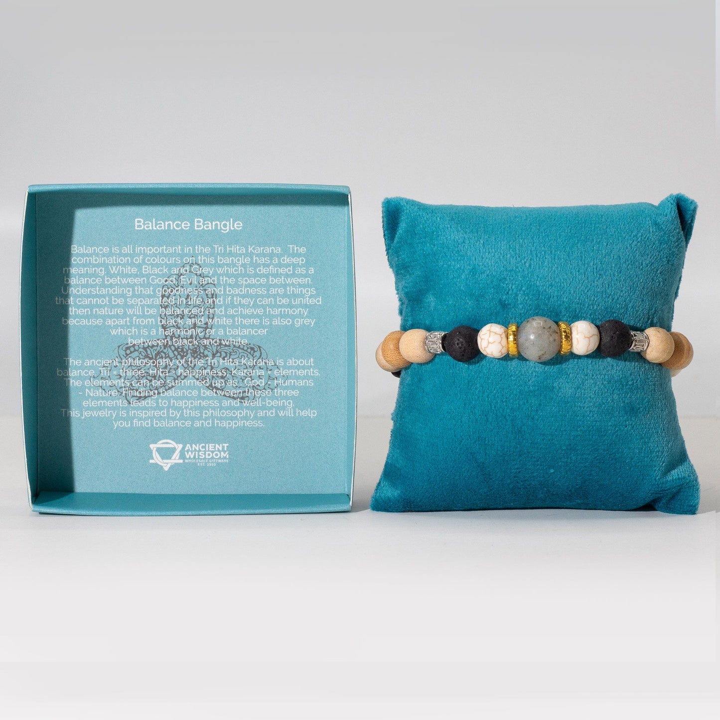 Tri Hita Karana Armreif - Balance aus Stein, Glas und Holz