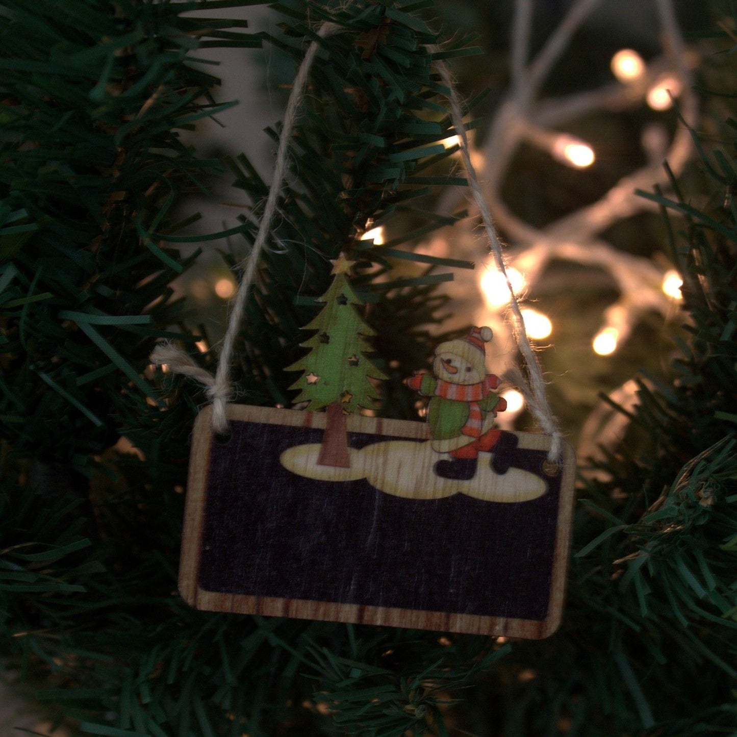 Weihnachts-Dekoset aus Holz: Schneemann & Tannenbaum (2-teilig)