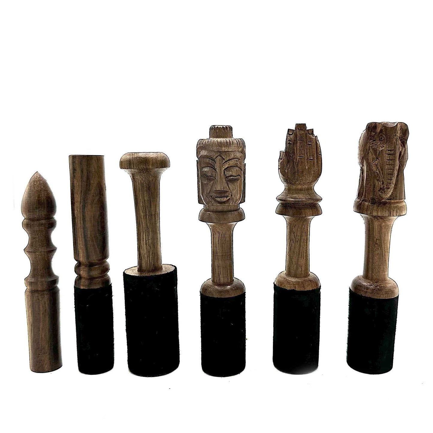 Handgeschnitzter Klangstab mit Buddha-Gravur aus Massivholz – 14 cm