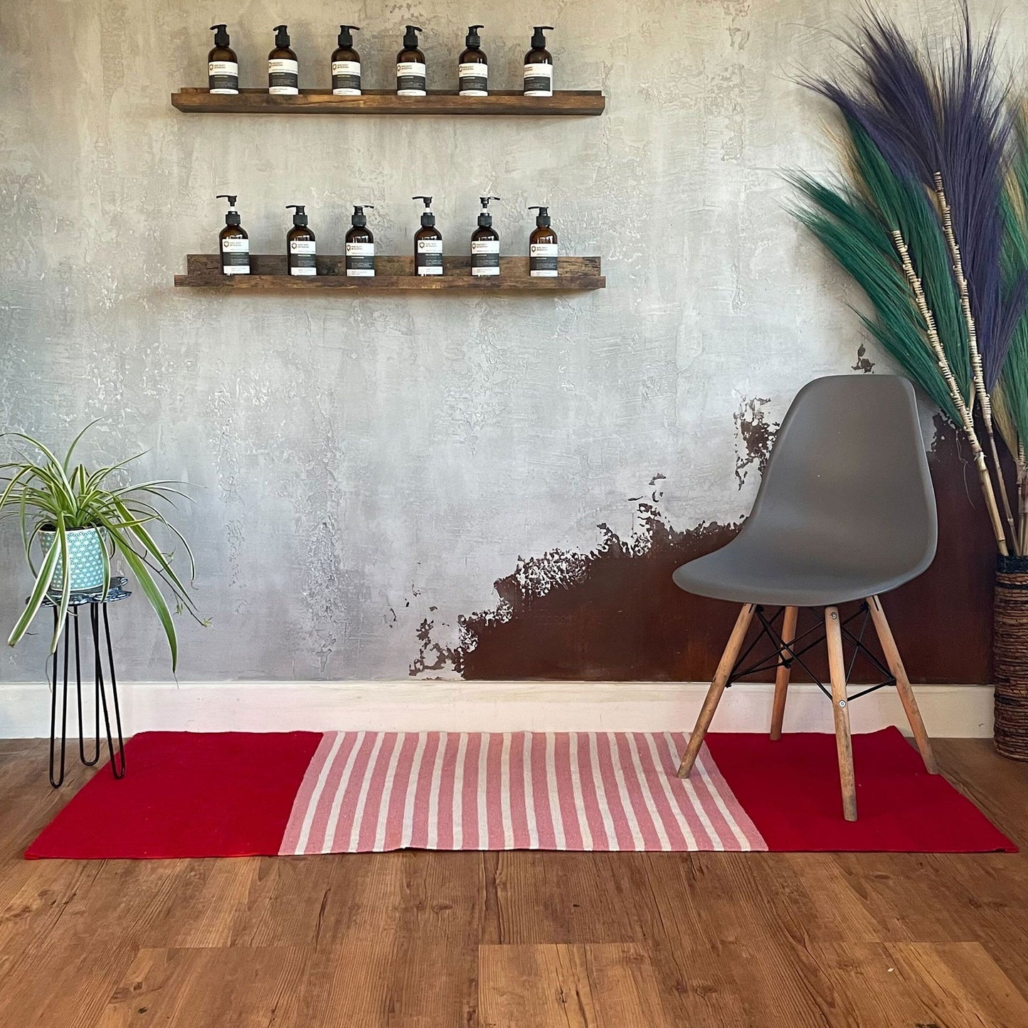 Indischer Baumwoll-Läufer 'Rot-Rosa Streifen' – 170x70 cm