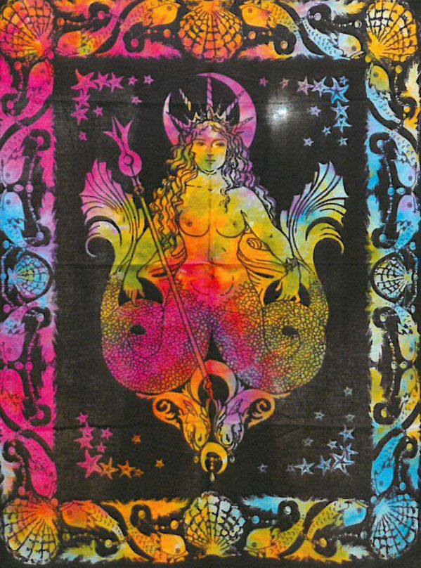 Wandbehang 'Meerjungfrau' – Handgefertigte Baumwollkunst