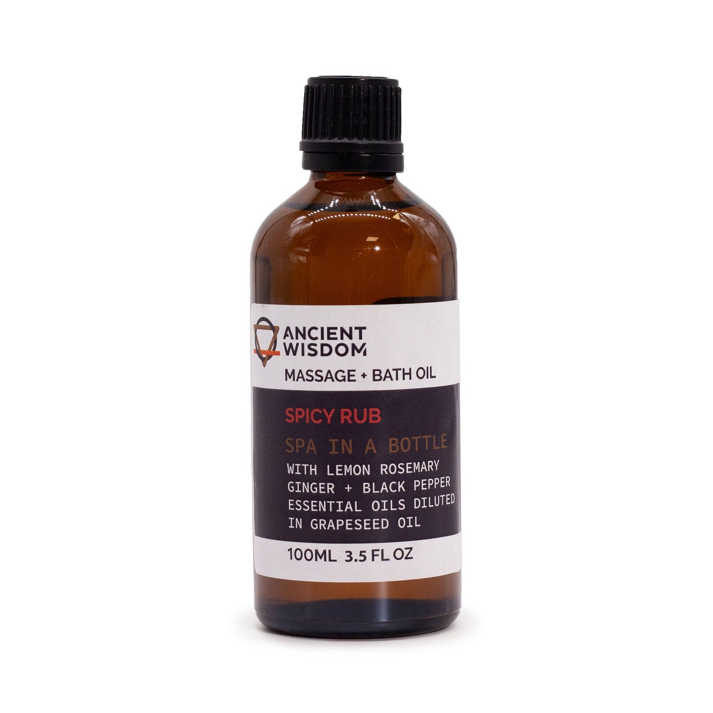 Massageöl Spicy Rub - Belebende Mischung aus Zitrone, Rosmarin, Ingwer & Schwarzem Pfeffer (100 ml)