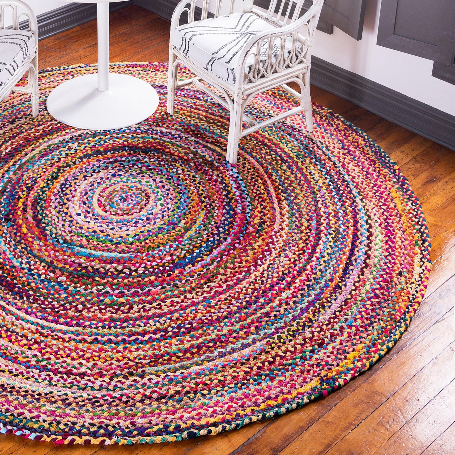 Runder Naturteppich aus Jute & recycelter Baumwolle – 150 cm Durchmesser