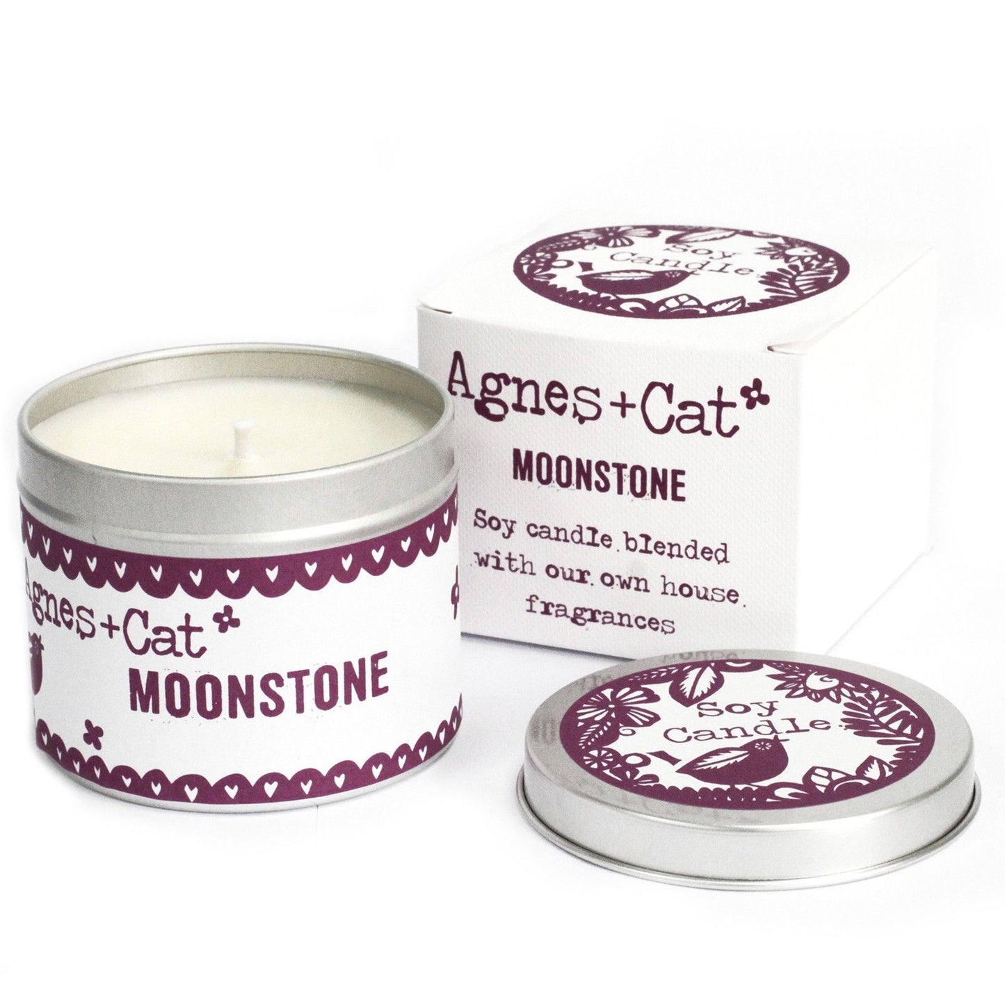 Moonstone Duftkerze – Warm-maskuline Sojawachs-Kerze in Zinndose