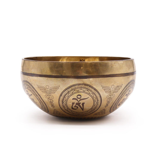 Meditationsschale 'Bodhi-Baum' 16 cm - Handgravur aus Fünfmetall