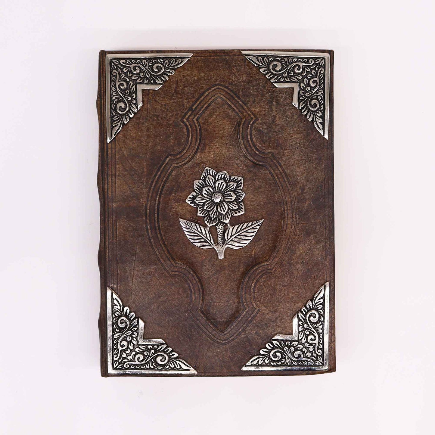 Notizbuch mit Zinkrosen-Prägung aus Leder | 200 Seiten mit beschnittenem Rand | 26x18 cm