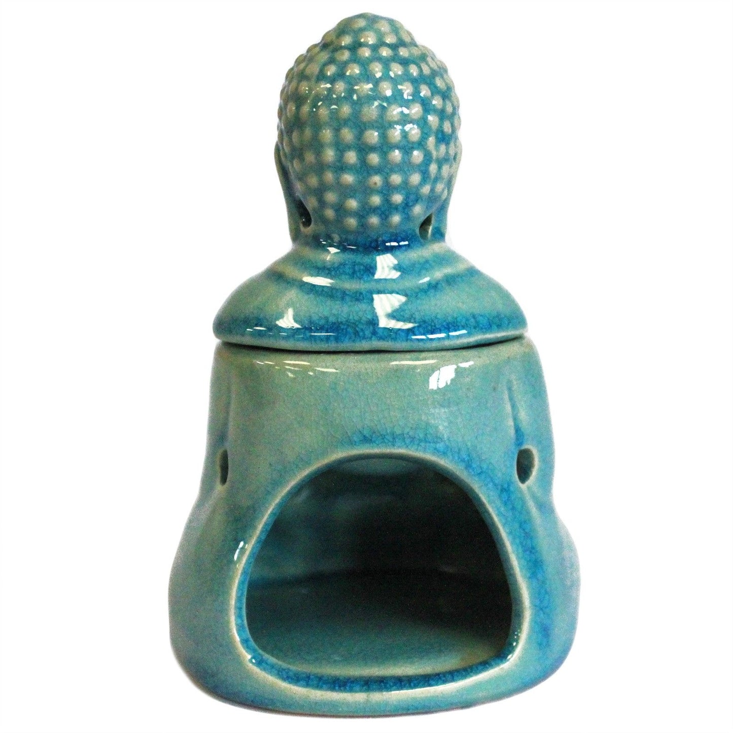 Keramik-Duftlampe 'Meditierender Buddha' in Blau – für Wohlfühlmomente