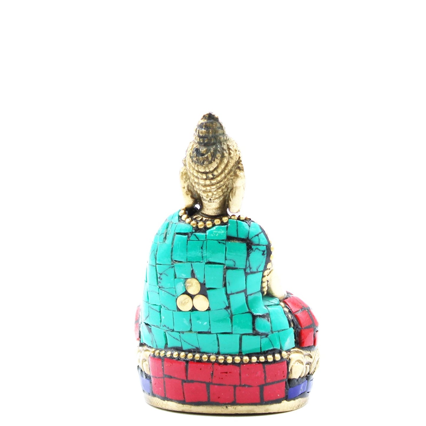 Buddha-Figur 'Hands Up' aus Messing - 7,5 cm mit Howlit-Einlagen