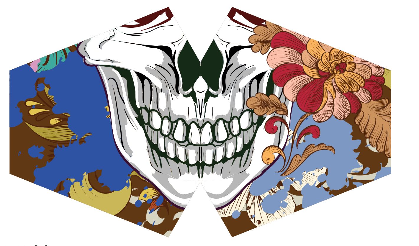 Wiederverwendbare Kindermaske mit fröhlichem Calavera-Muster – Atmungsaktiv & verstellbar