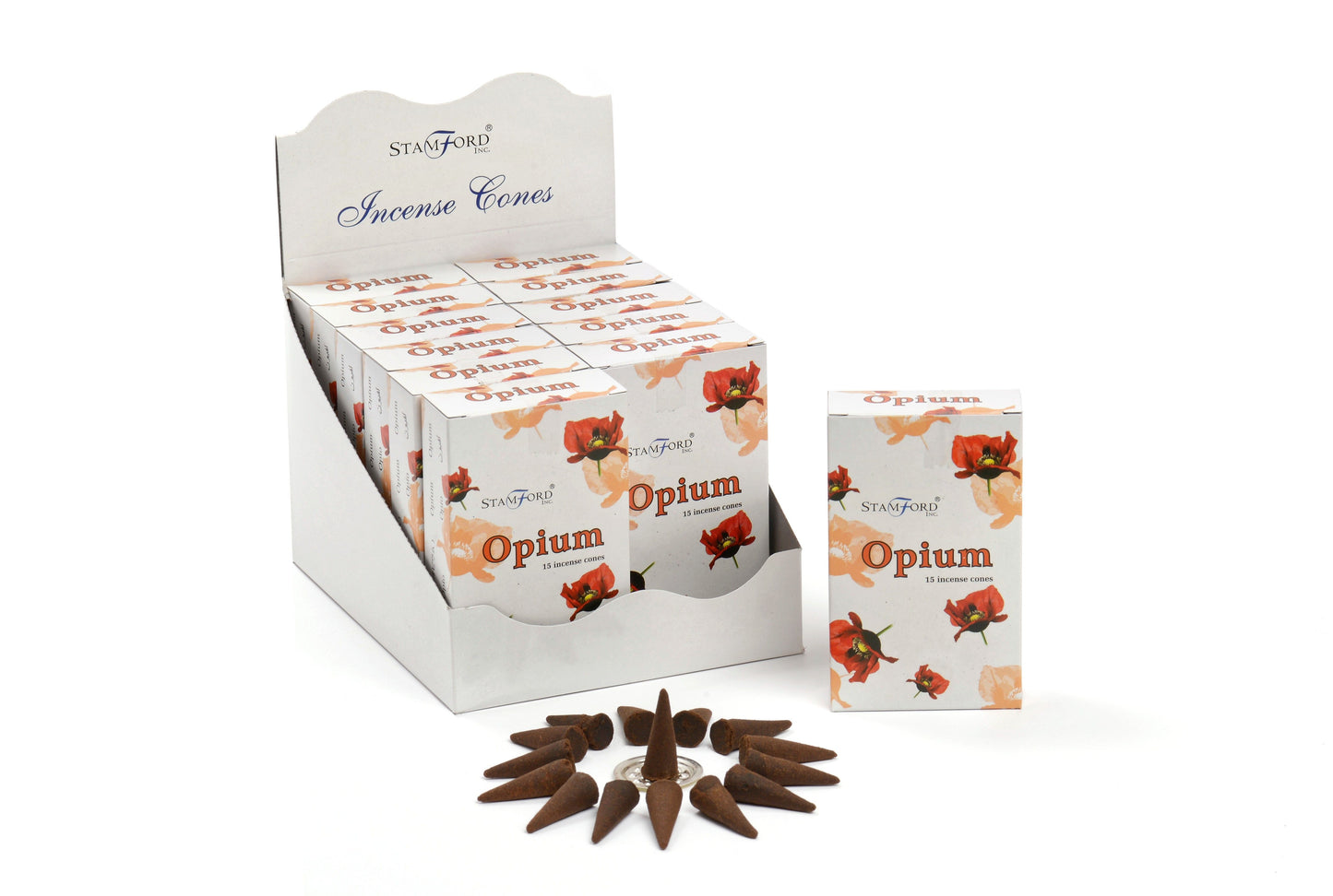 Opium Räucherkegel-Set – 15 Stück inkl. Metallhalter für langanhaltende Entspannung
