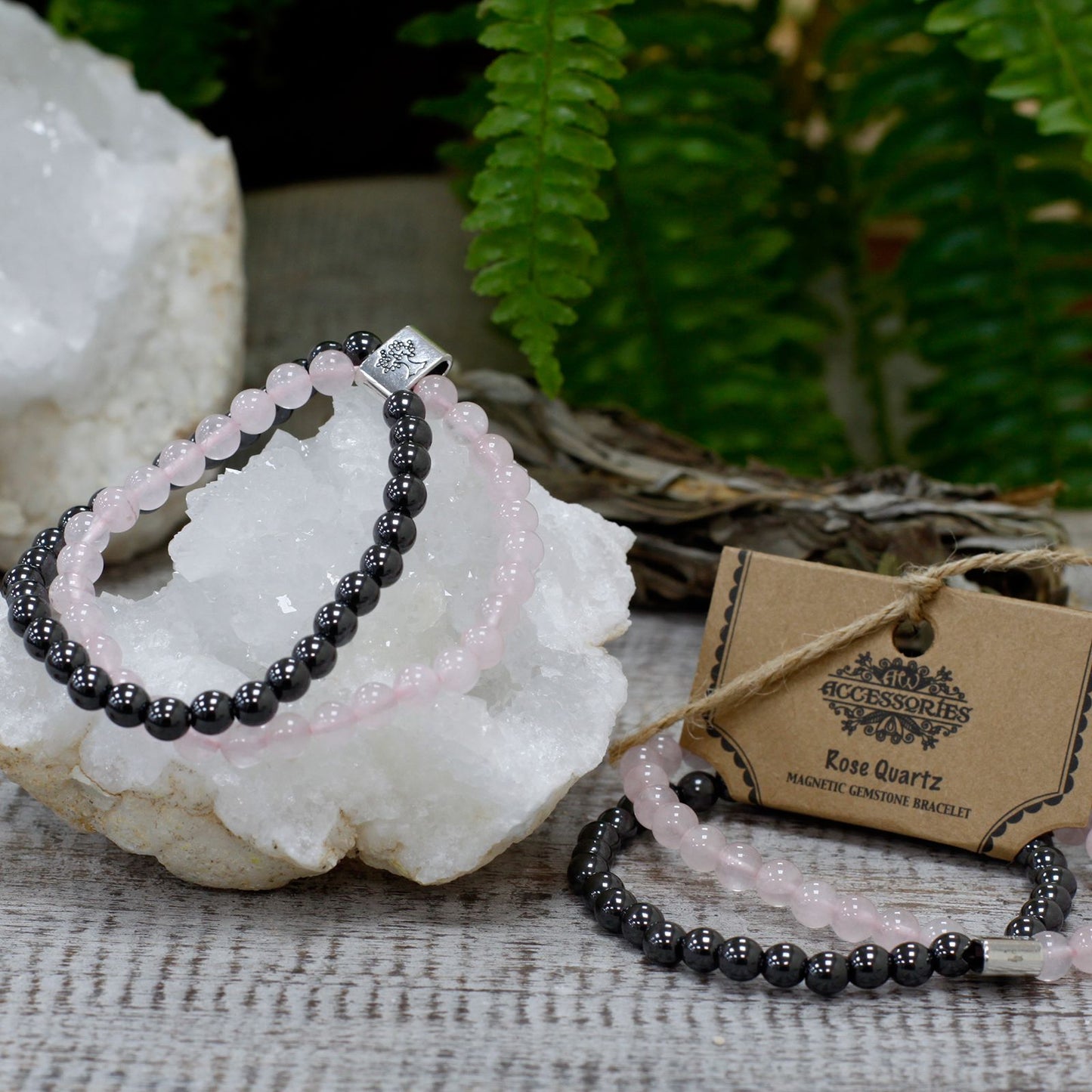 Magnetarmband mit echtem Rosenquarz – Edelstein-Schmuck für Balance & Stil