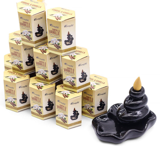 Masala Rückfluss-Räucherkegel Sandelholz & Vanille - 10er Pack