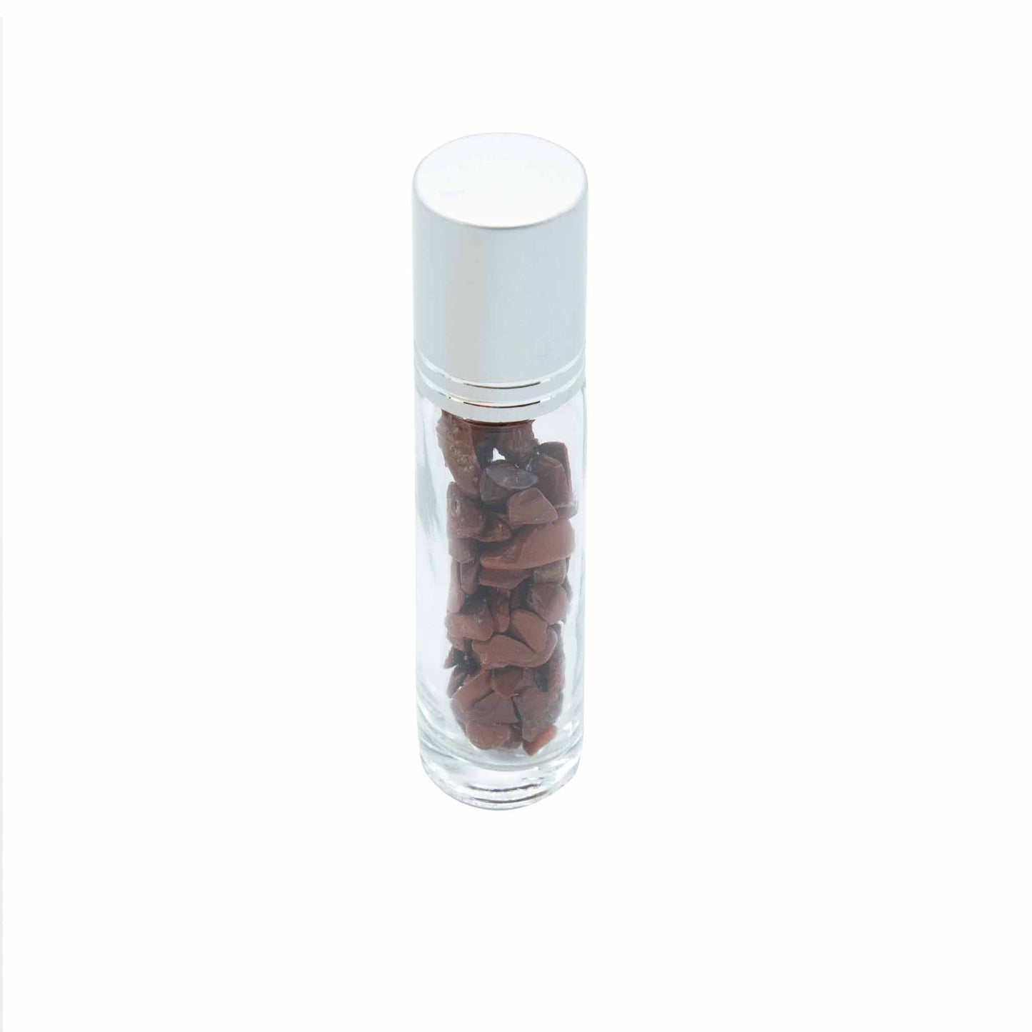 Roll-On Flakon mit Roter Jaspis Kugel – 5 ml, Silberkappe