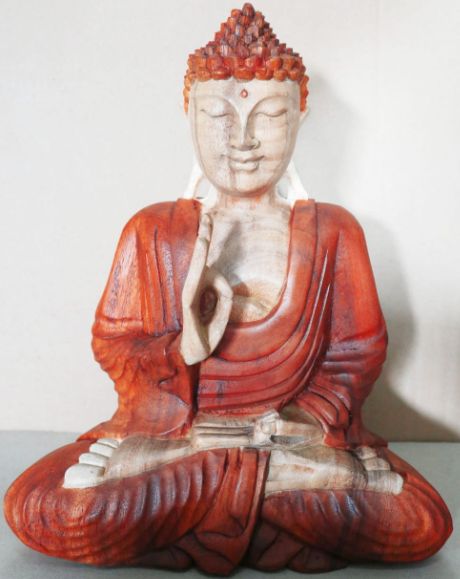 Handgeschnitzte Lehr-Buddha Statue aus Suarholz - 30 cm