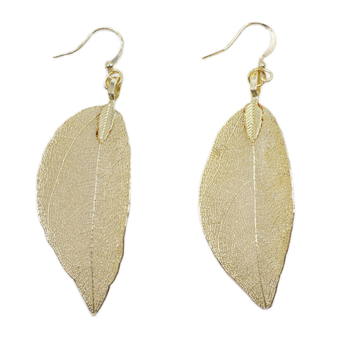 Goldene Mutblatt-Ohrringe - Ewiges Naturunikate