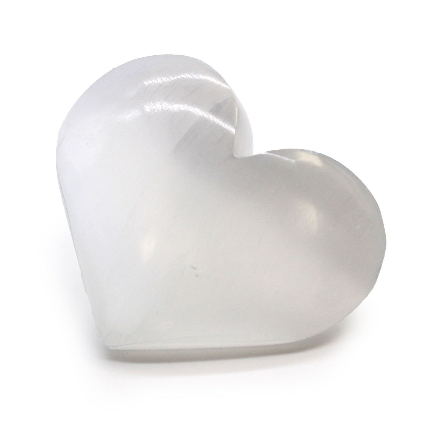 Handgeschliffenes Selenit-Herz | Handschmeichler 5-6 cm | Energetischer Mondstein