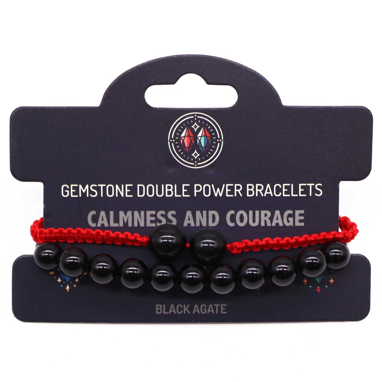 Doppelkraft-Armbandset mit schwarzem Achat – 2-teiliges Edelstein-Set