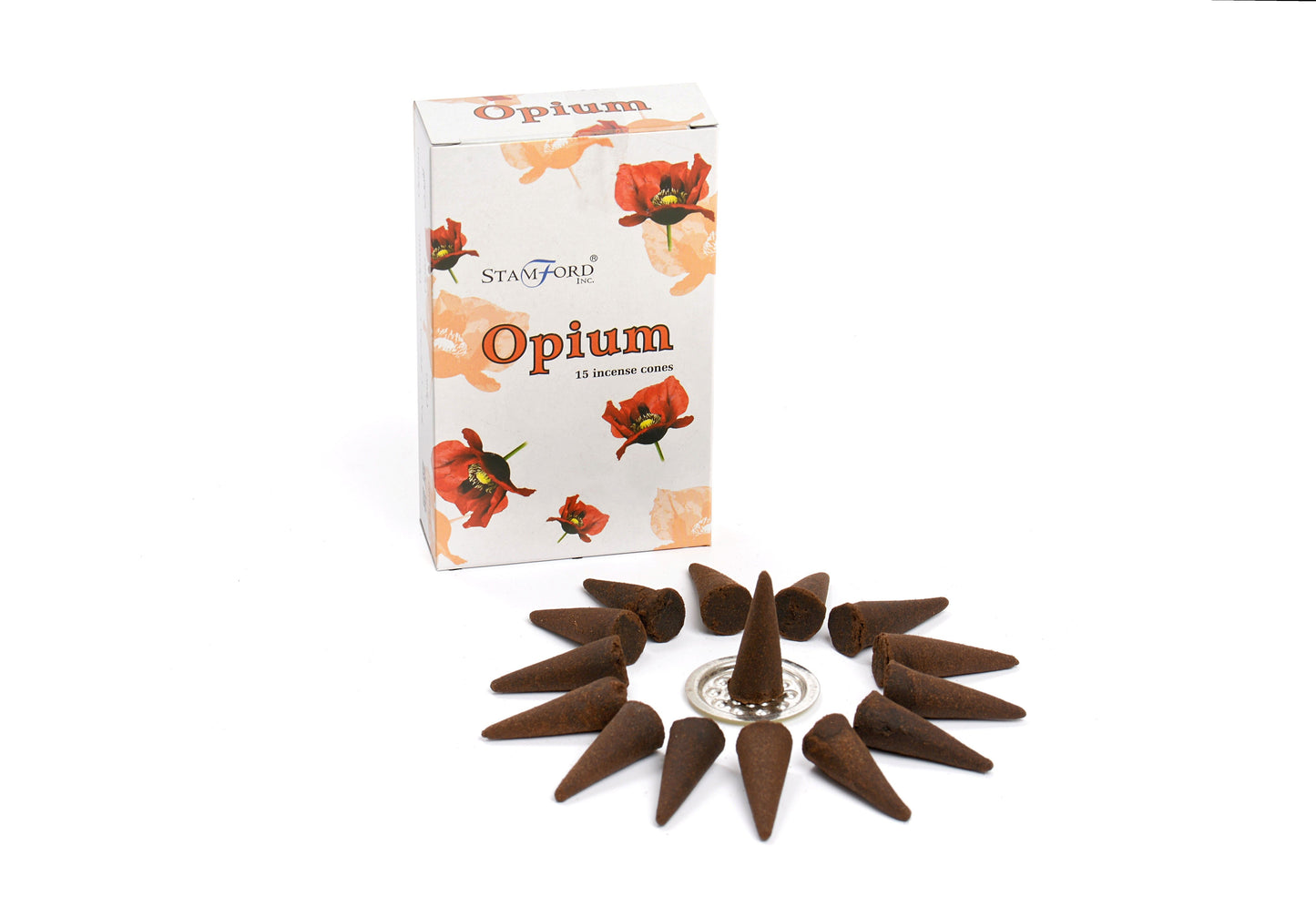 Opium Räucherkegel-Set – 15 Stück inkl. Metallhalter für langanhaltende Entspannung