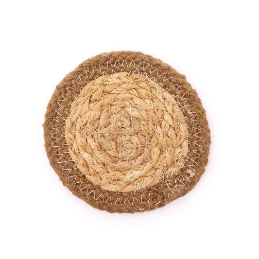 Set mit 4 Untersetzern aus Jute & Baumwolle | Natürlicher Rand | 10 cm