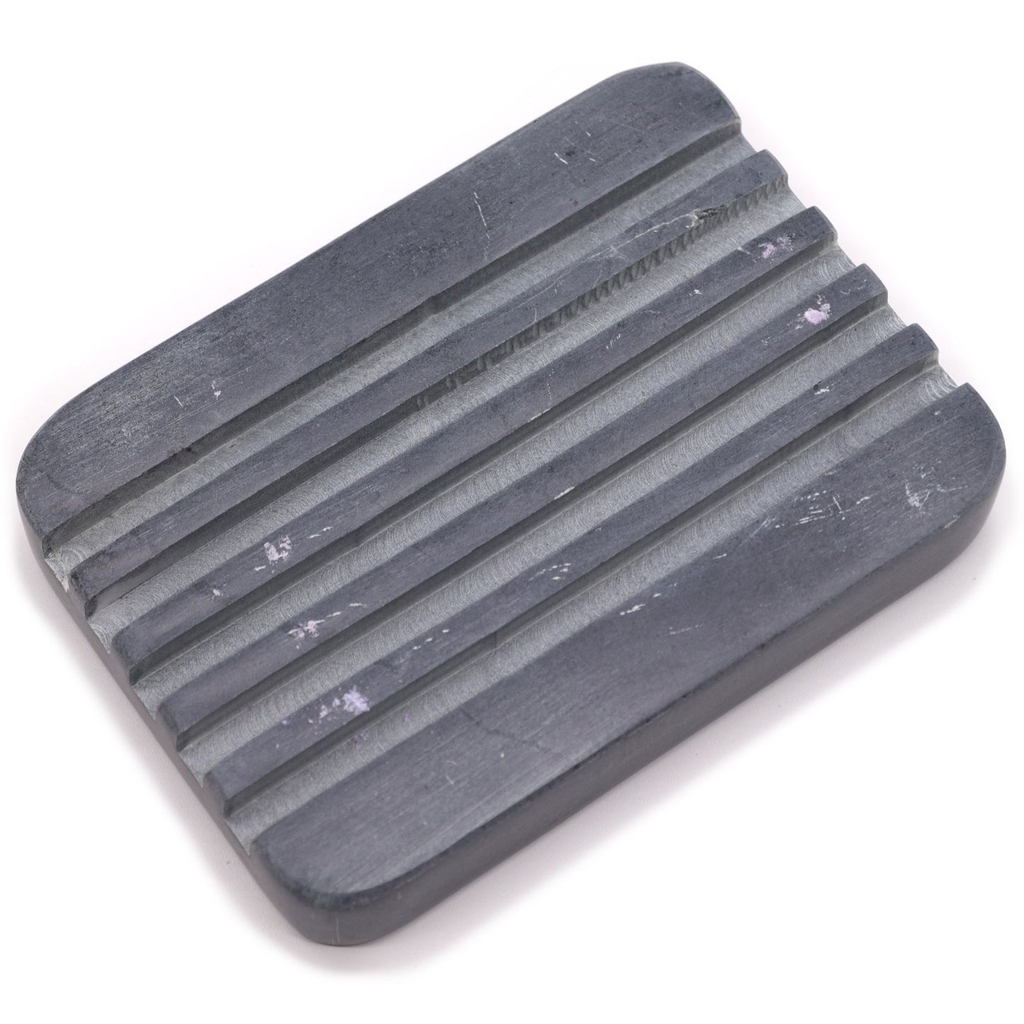 Graue Seifenschale aus Speckstein mit Relief - Handgefertigtes Naturstein-Accessoire