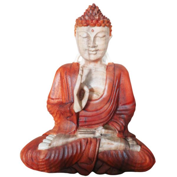 Handgeschnitzte Lehr-Buddha Statue aus Suarholz - 30 cm