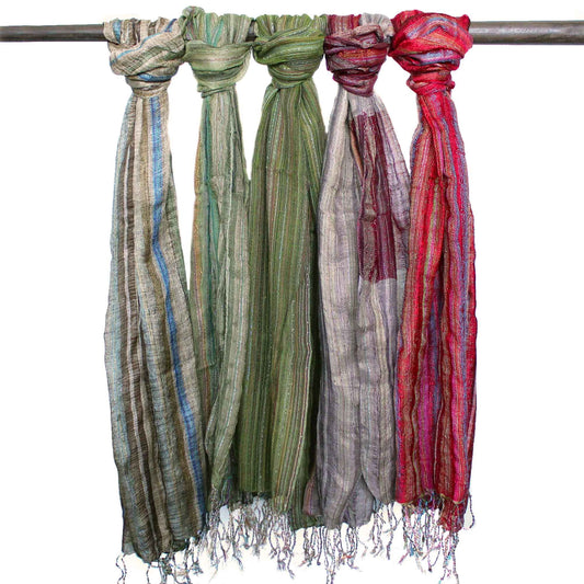 Handgewebter Boho-Schal in Naturgrün – Einzigartiges Unikat 56x183 cm