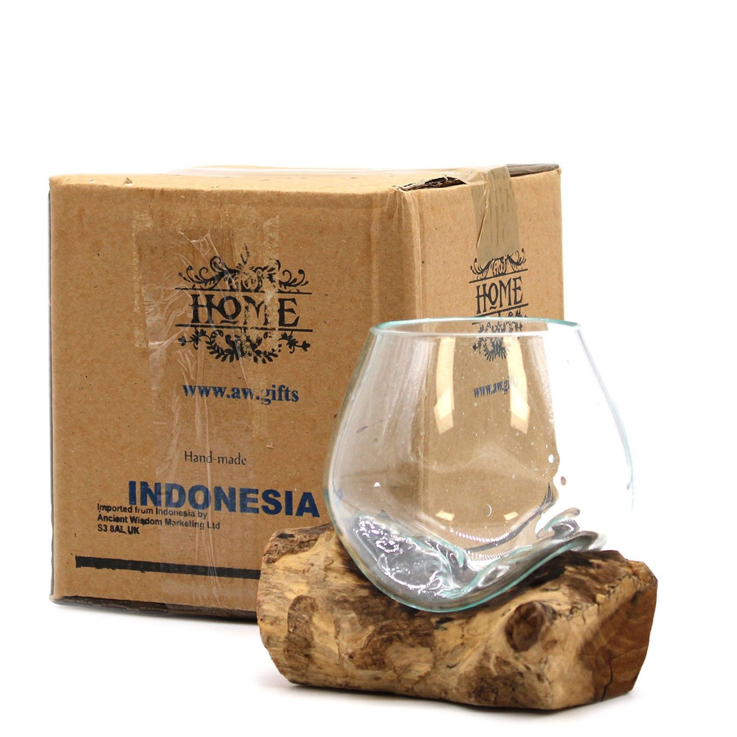 Schmelzglas-Schale auf Wurzelholz - Handgefertigtes Unikat aus Bali