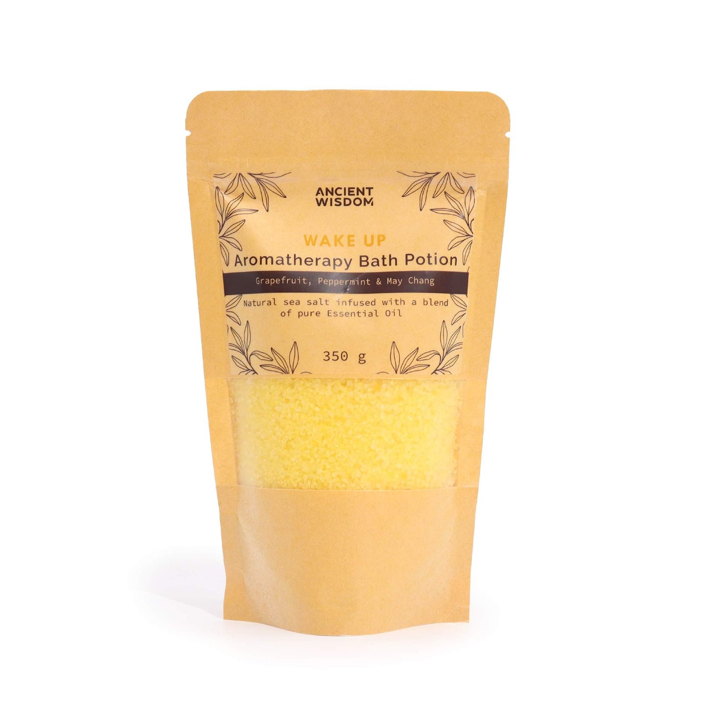 Belebendes Badesalz Grapefruit-Pfefferminze-Litsea | 350g Kraftpapier-Tüte | Aromatherapie