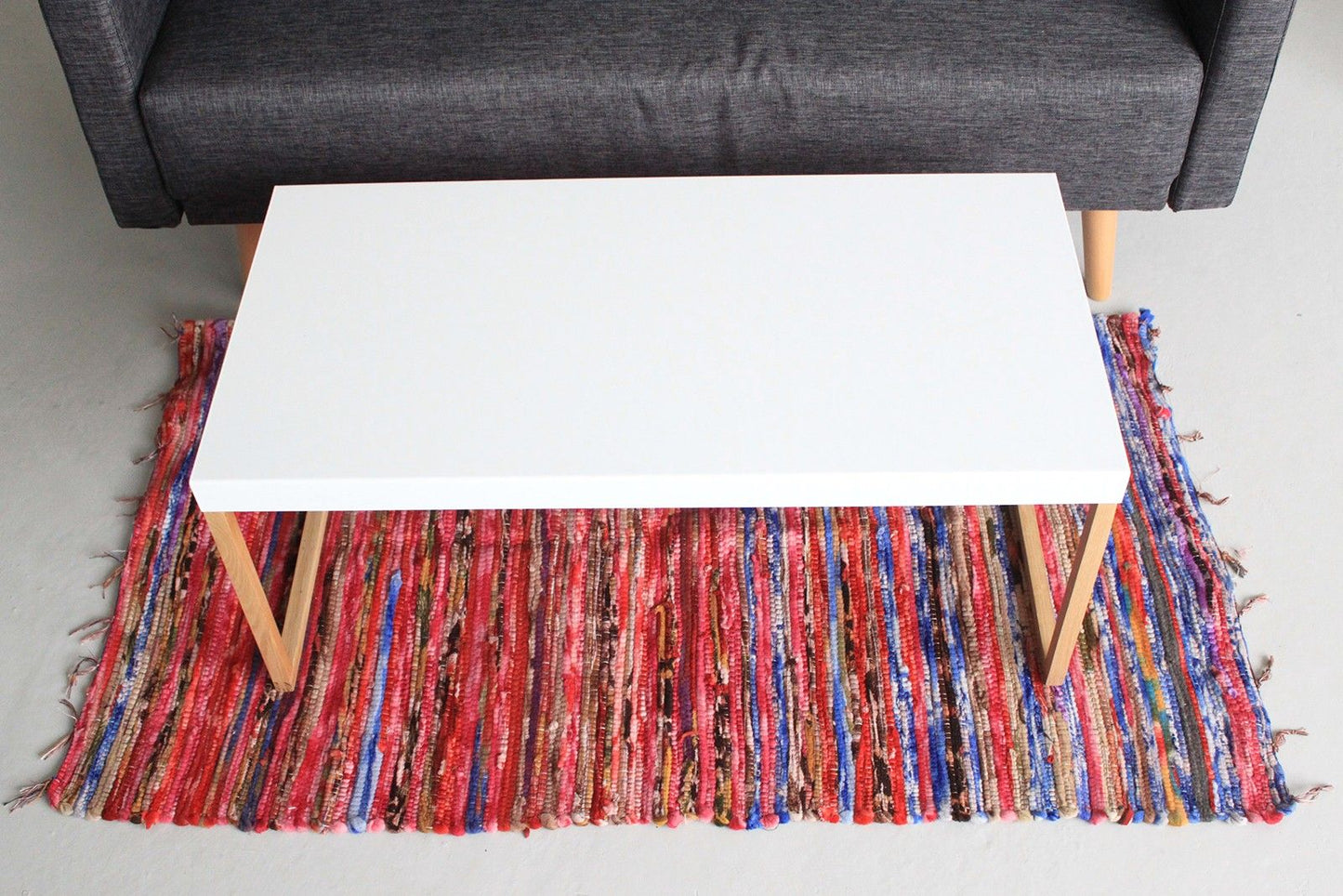 Indischer Samt-Flickenteppich 128x75cm – Handgefertigtes Unikat