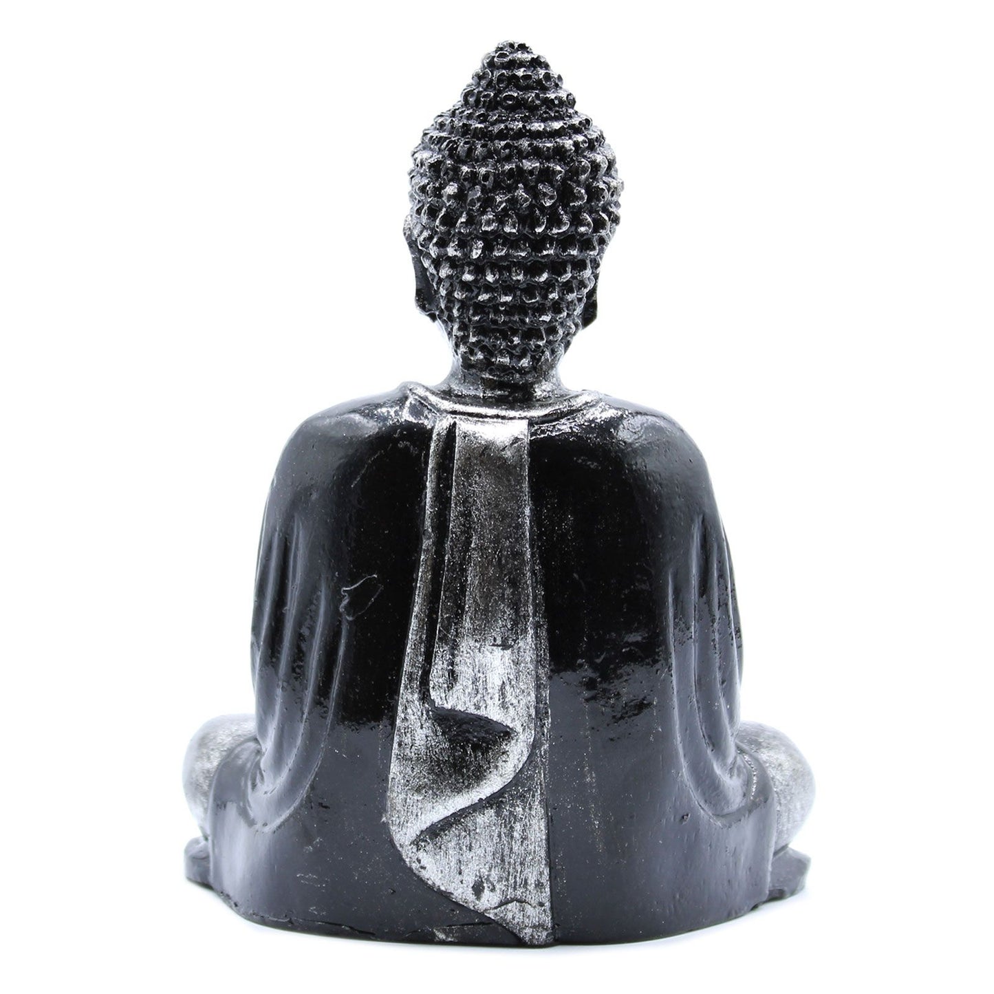 Meditationsfigur Buddha in Schwarz-Grau – Handbemaltes Unikat aus Bali