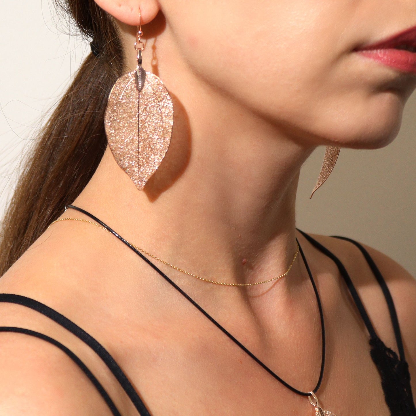 Schmuckset Mutblatt in Roségold – Unikat aus echter Natur