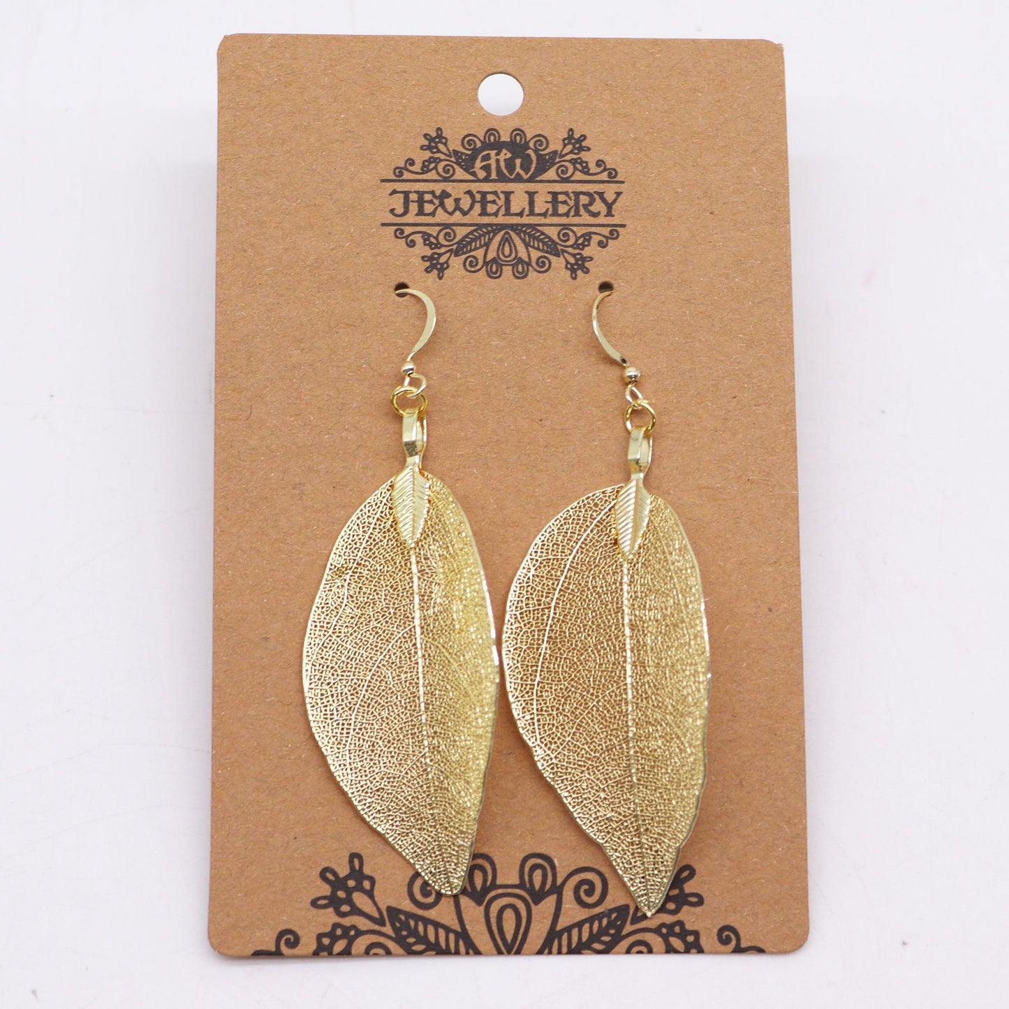 Goldene Mutblatt-Ohrringe - Ewiges Naturunikate