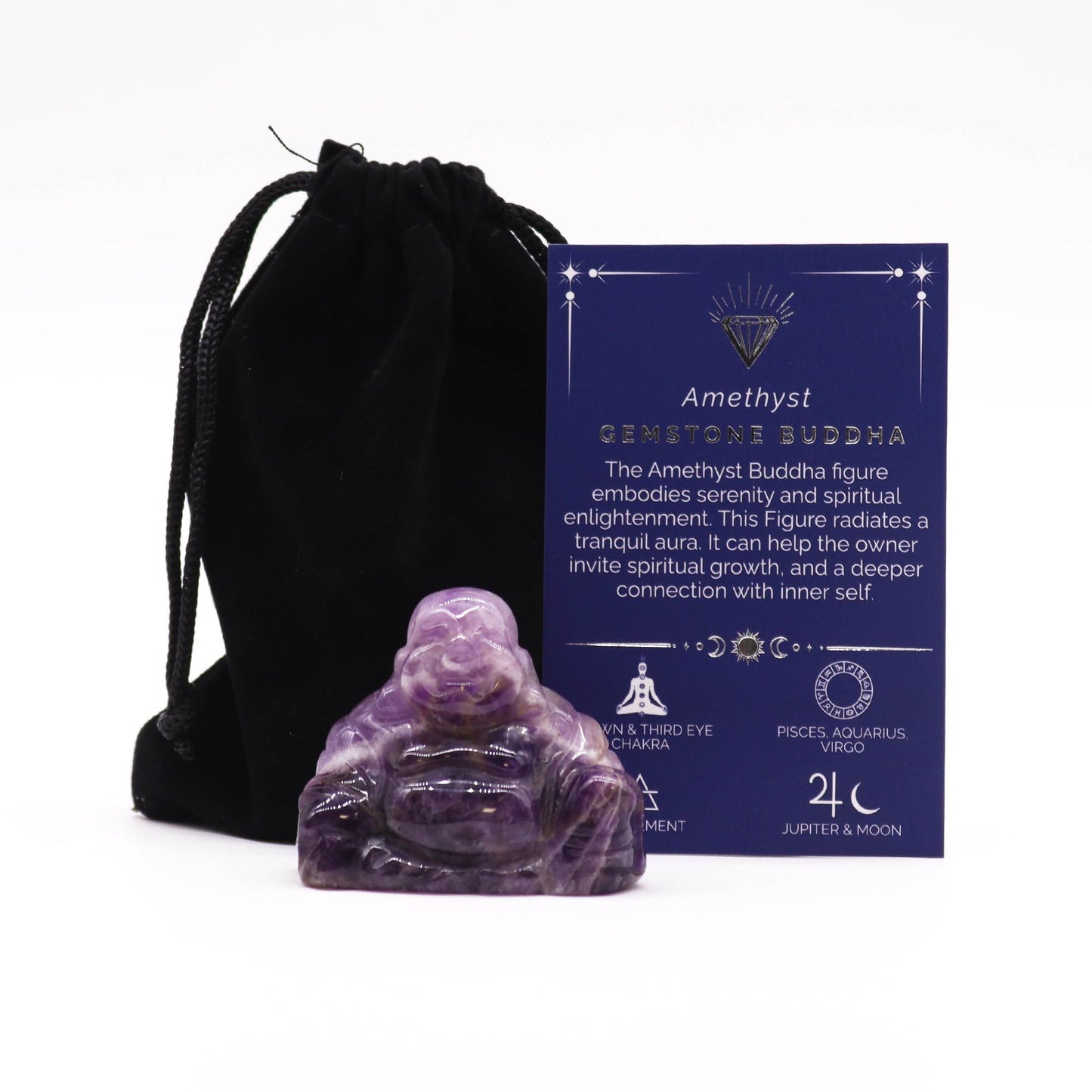 Handgeschnitzter Buddha aus Amethyst – Edelsteinfigur 5x4x2 cm