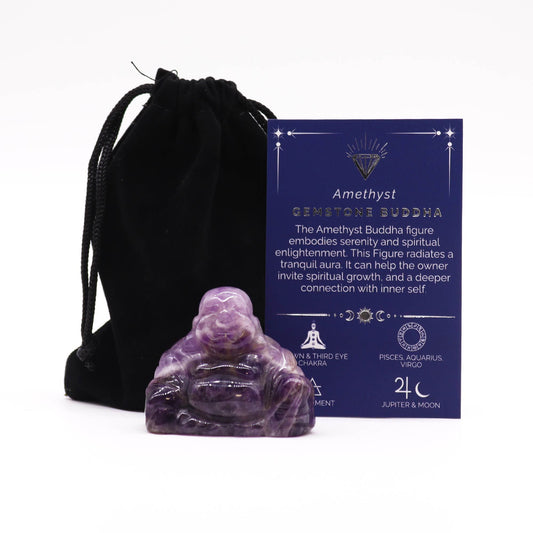 Handgeschnitzter Buddha aus Amethyst – Edelsteinfigur 5x4x2 cm