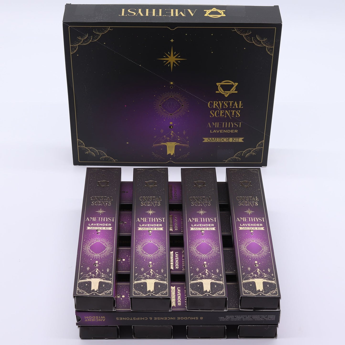 Räucherstäbchen Lavendel mit Amethyst-Splittern – Handgefertigt für Ruhe