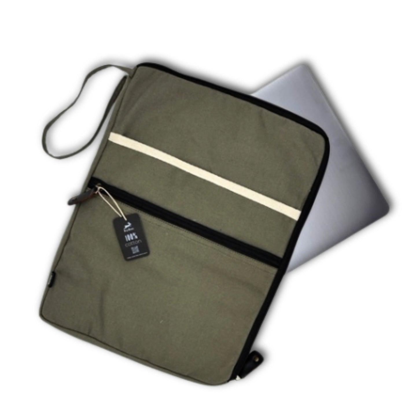 Laptophülle Large in Oliv – Robustes Jute-Etui für Geräte bis 30x40 cm